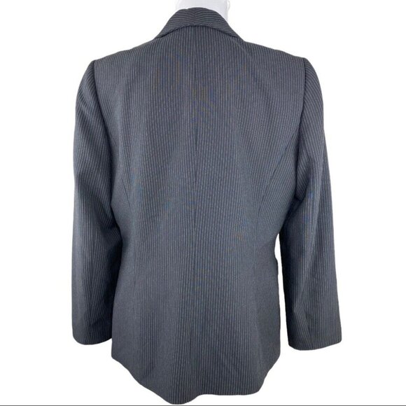 Tahari ASL Women's Black and Grey Career Pinstripe Designer Blazer 12/C40 - Picture 6 of 15